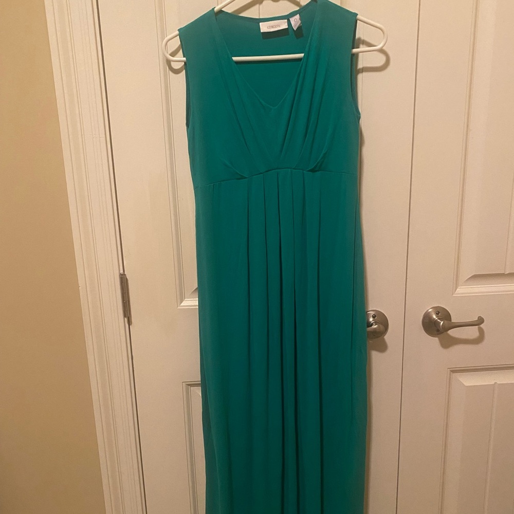 Chico's Green V-Neck Sleeveless Maxi Dress-Chico’s size 0 or size 4